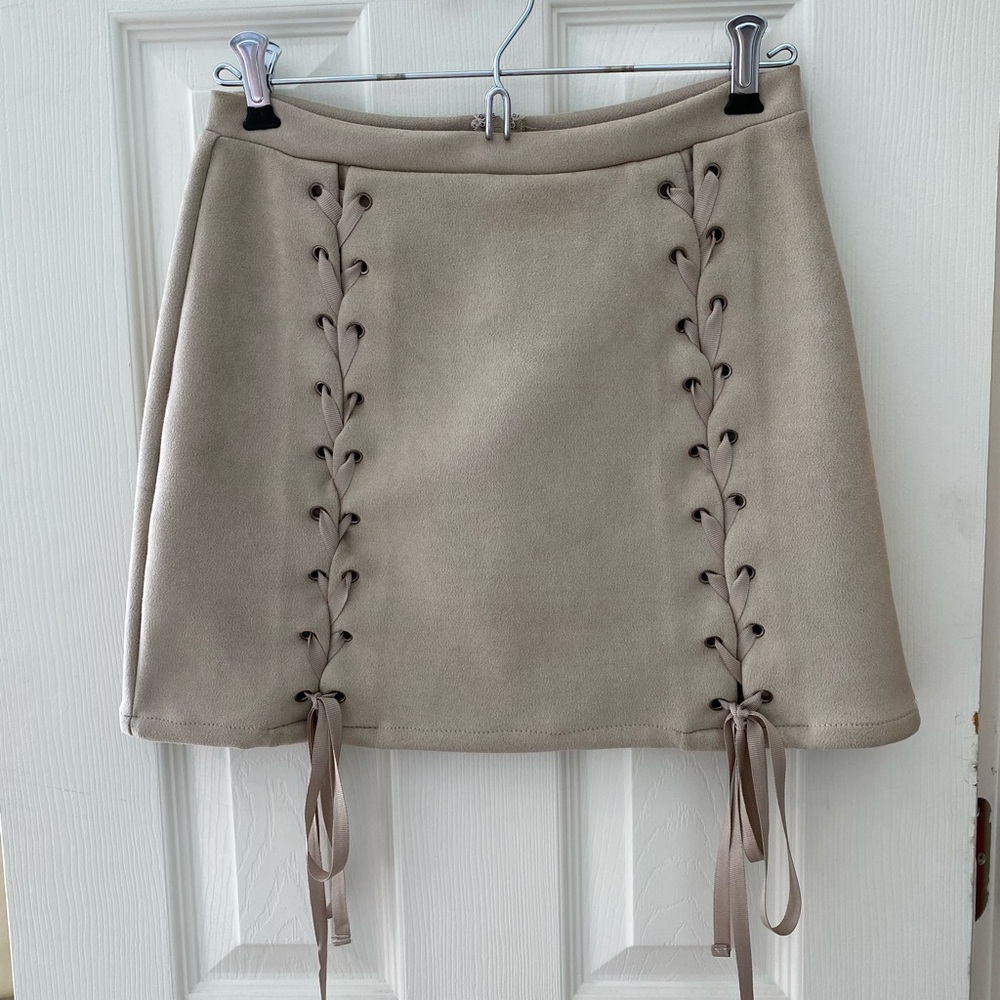 Honey Punch Tan Suede Skirt